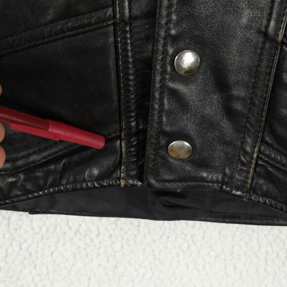 Vintage Harley Davidson Vest Mens Medium Black Leather Eagle AMF Biker - Picture 8 of 10